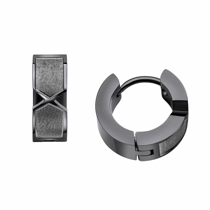 Men's Gunmetal Chevron Huggie Hoop Earrings
