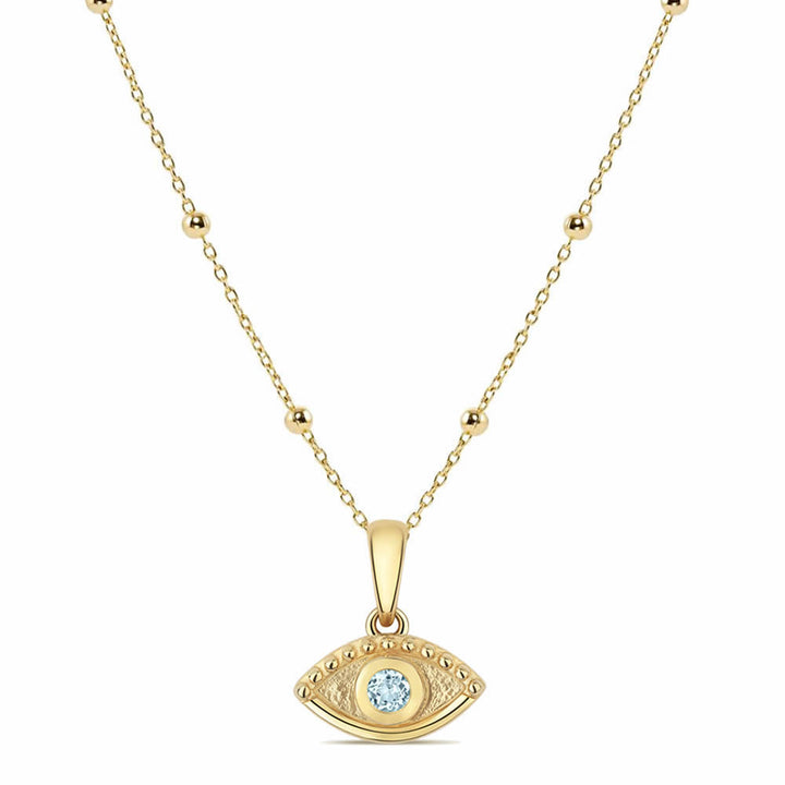 9ct Gold Aquamarine Evil Eye Pendant