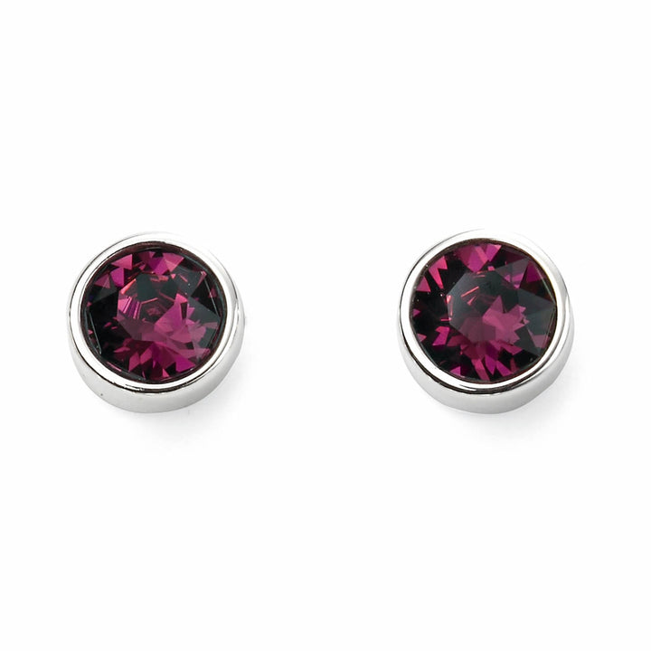 Silver Crystal Birthstone Stud Earrings (February)