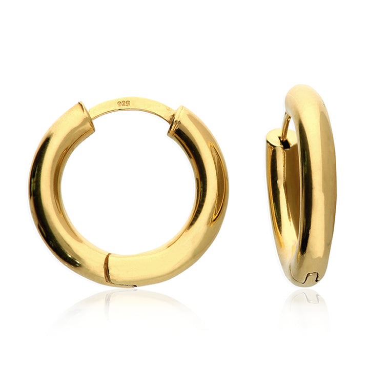 18ct Gold Plated Thick Hinged Hoop Earrings 20mm