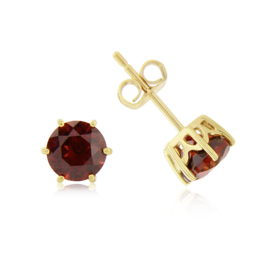 9ct Gold Garnet Stud Earrings