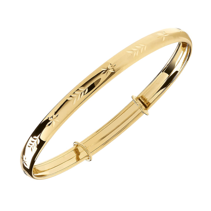 9ct Gold Diamond-Cut Expandable Baby Bangle