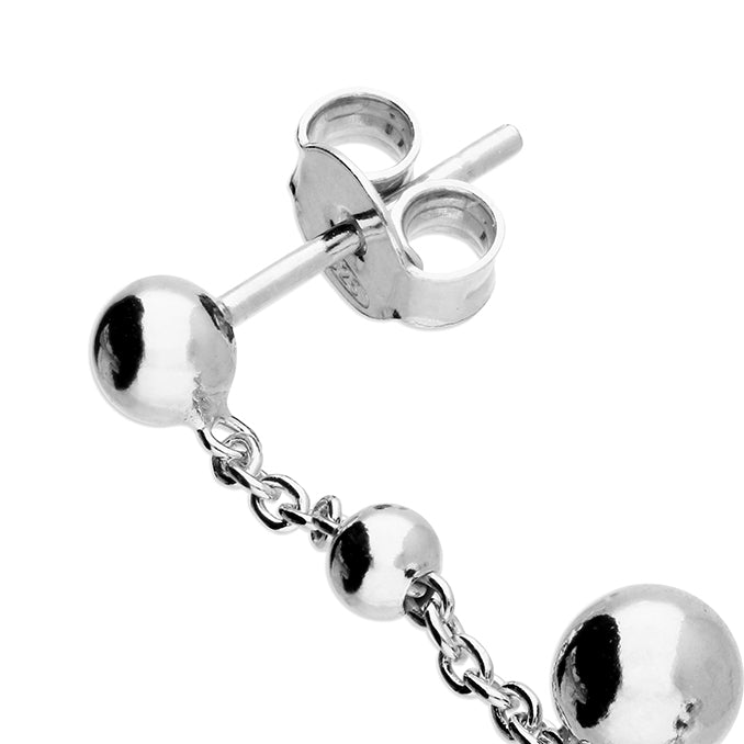 Sterling Silver Graduated Ball Drop Earrings