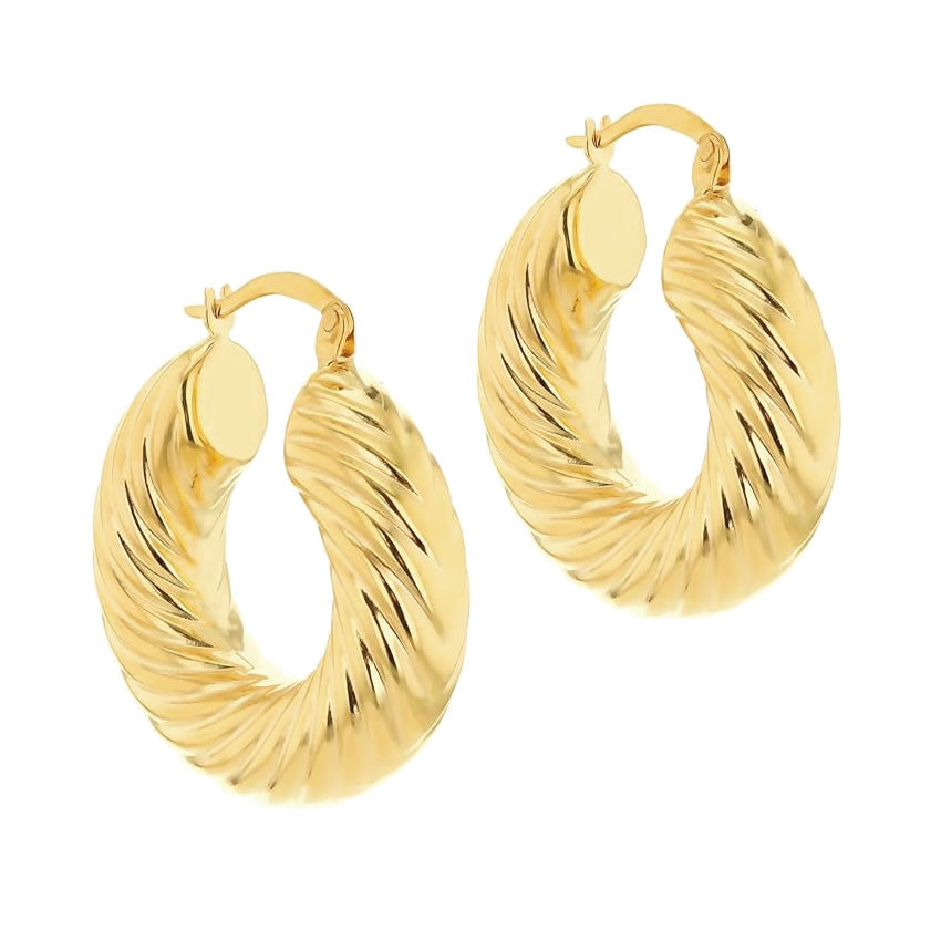 9ct Gold Chunky Twist Hoop Earrings
