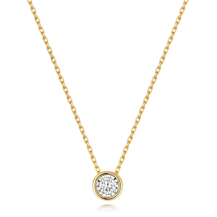 9ct Gold Diamond Illusion Rubover Necklace