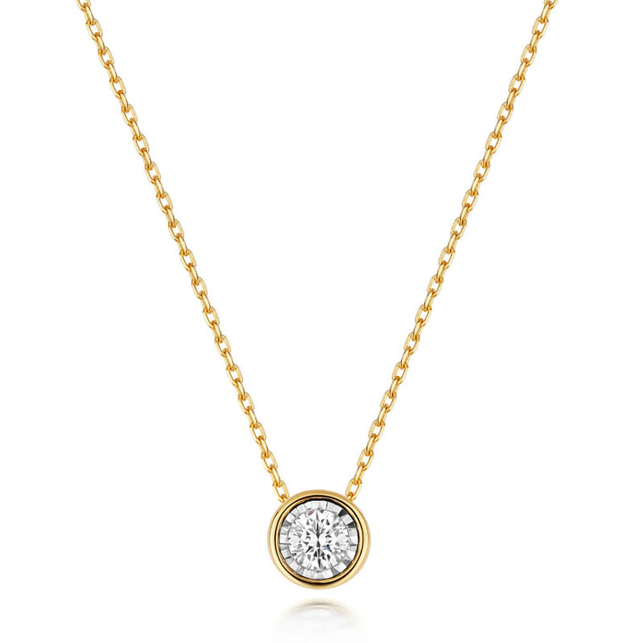 9ct Gold Diamond Illusion Rubover Necklace