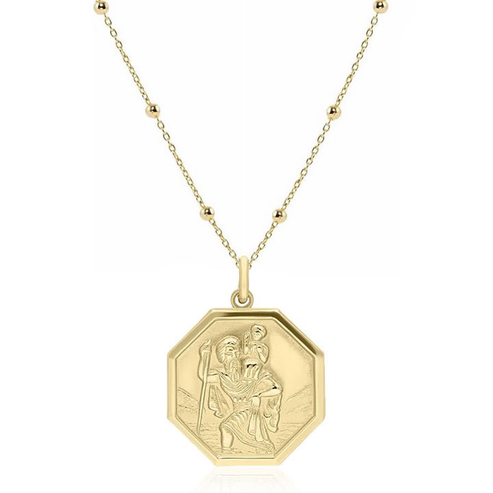 9ct Gold Hexagonal St Christopher Pendant