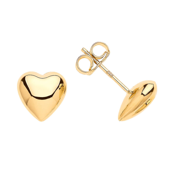 9ct Gold Heart Stud Earrings