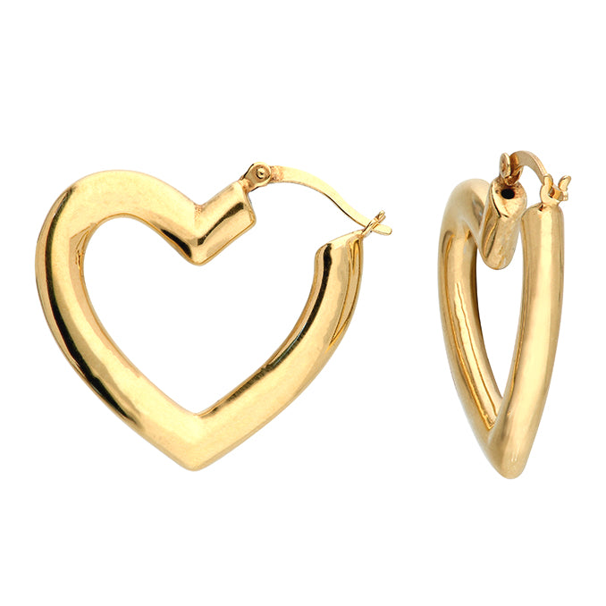 18ct Gold Plated Heart Hoop Earrings