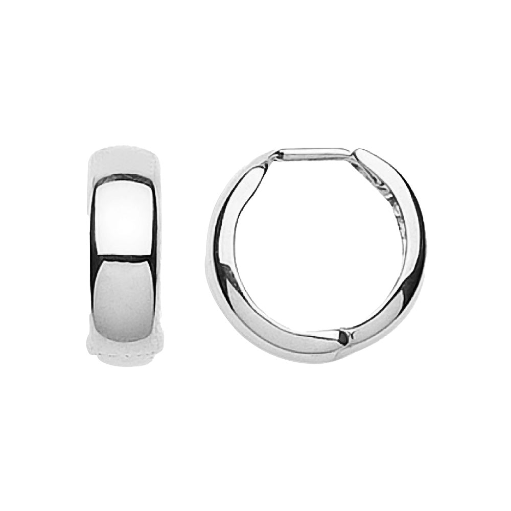9ct White Gold Hinged Hoop Earrings