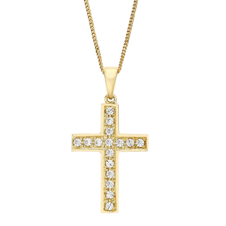 9ct Gold Cubic Zirconia Cross Pendant