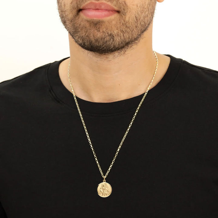 Men's 9ct Solid Gold Personalised St Christopher Necklace