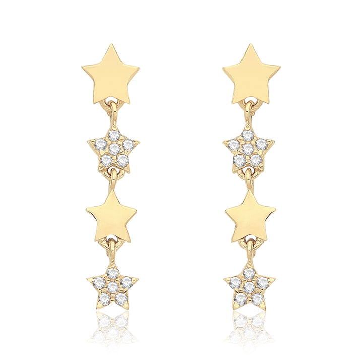 9ct Gold Star Drop Earrings