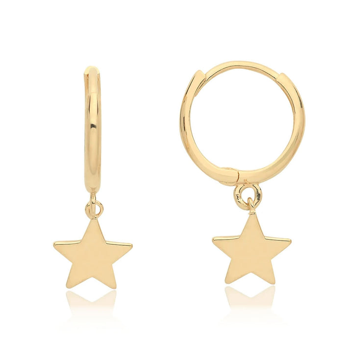 9ct Gold Star Charm Hoop Earrings