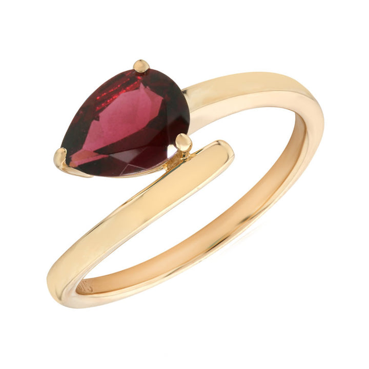 9ct Gold Garnet Pear-Cut Twist Ring