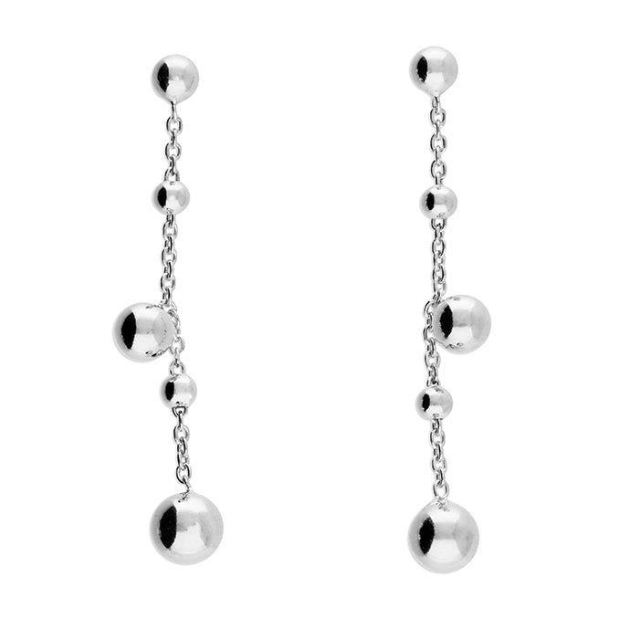 Sterling Silver Graduated Ball Drop Earrings