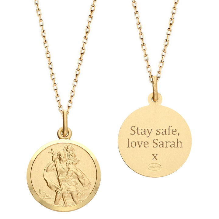 Men's 9ct Solid Gold Personalised St Christopher Necklace