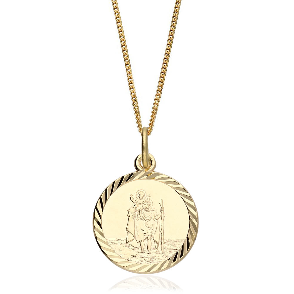 Gold st christopher hot sale necklace womens