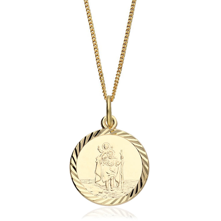 Women's 9ct Gold Diamond-Cut St Christopher Pendant