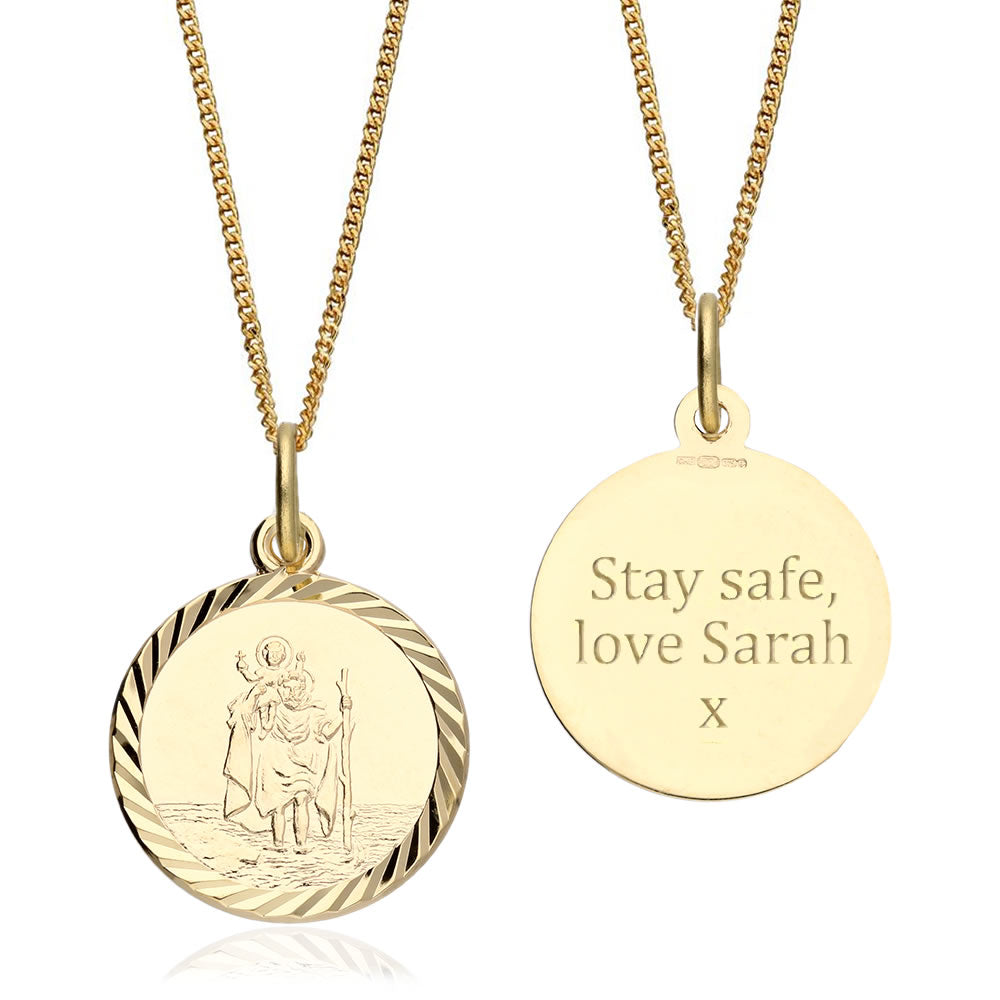 Women's 9ct Gold Personalised St Christopher Pendant