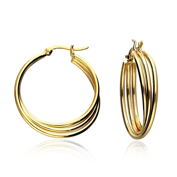18ct Gold Plated Triple Hoop Earrings