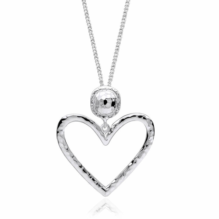 Sterling Silver Hammered Heart Necklace