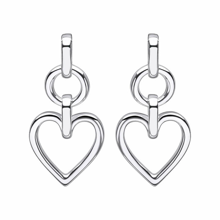 Sterling Silver Heart Drop Earrings