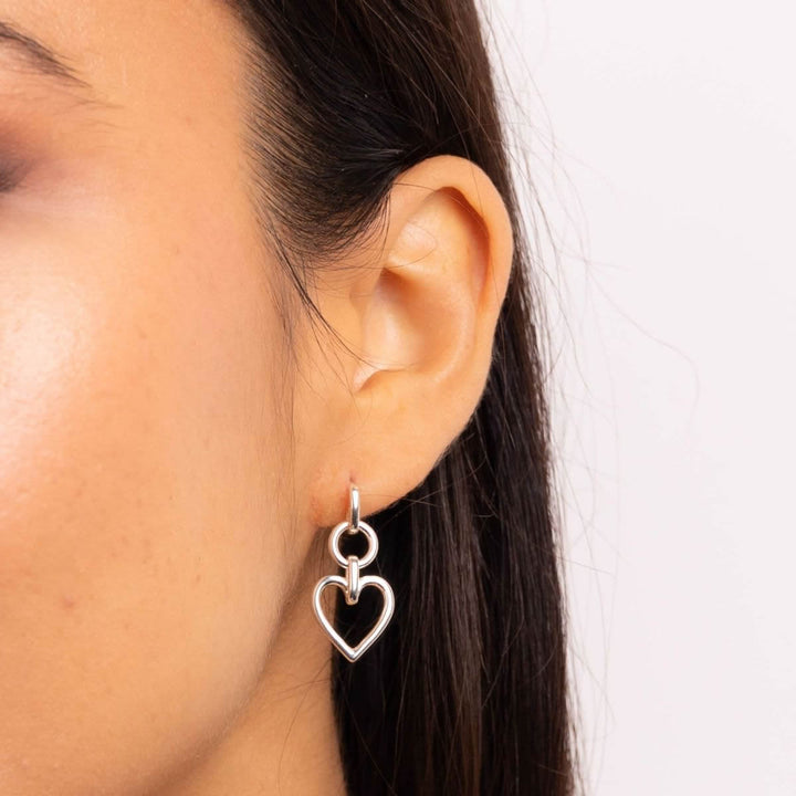 Sterling Silver Heart Drop Earrings