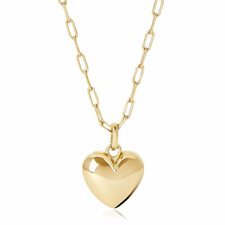 9ct Gold Paperclip Chain Heart Necklace
