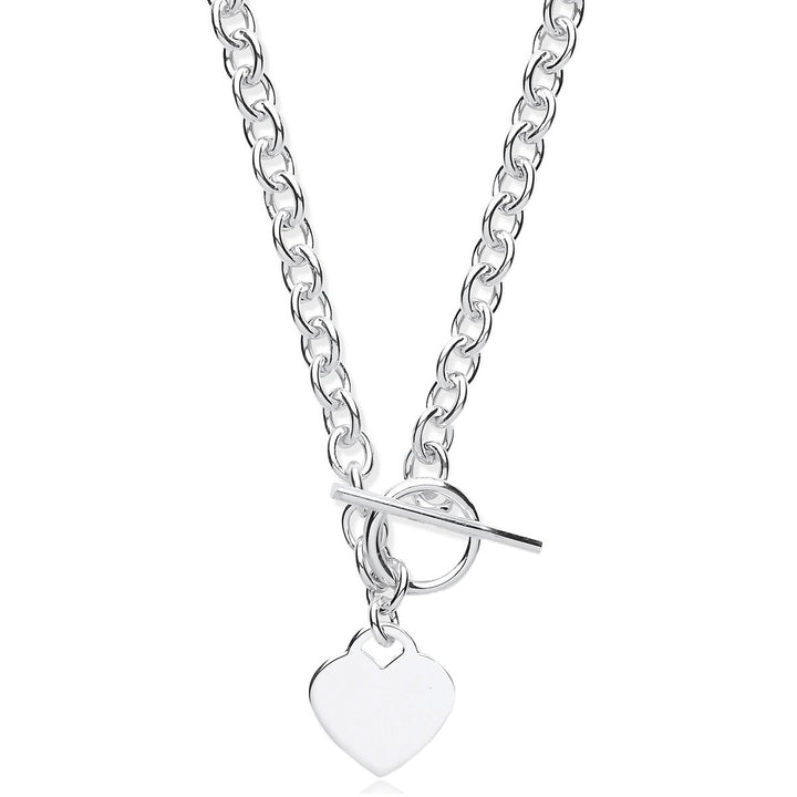 Sterling Silver Personalised Heart T-Bar Necklace