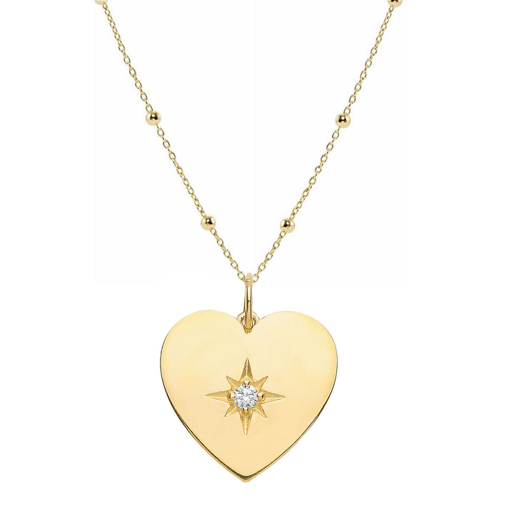 9ct Gold Starburst Heart Pendant