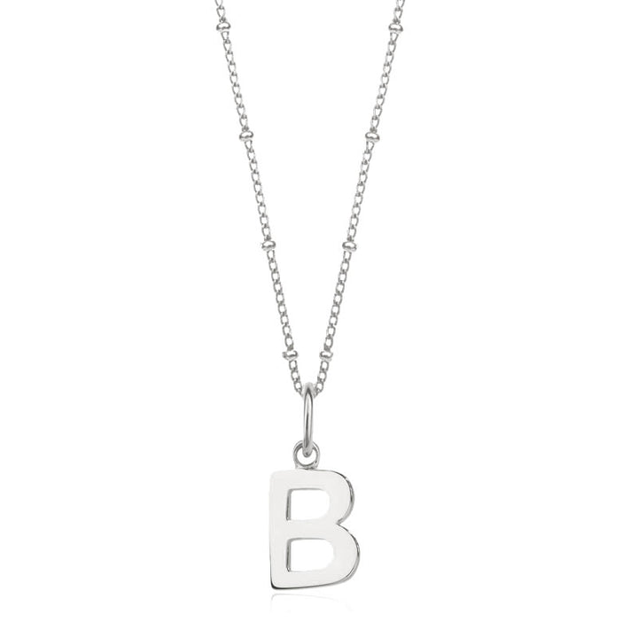 Sterling Silver Initial B Pendant & Bead Chain