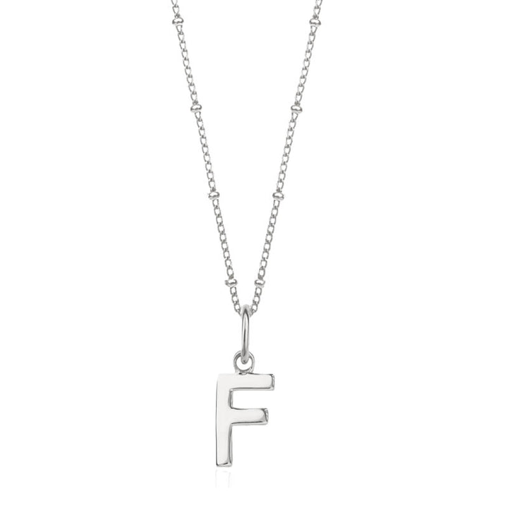 Sterling Silver Initial F Pendant & Bead Chain