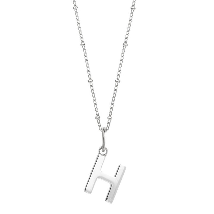 Sterling Silver Initial H Pendant & Bead Chain