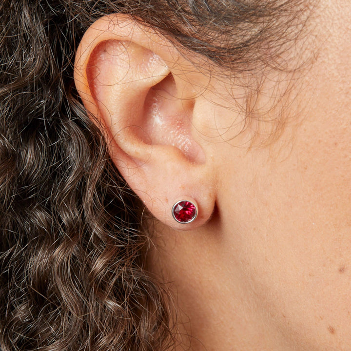 Silver Crystal Birthstone Stud Earrings (July)