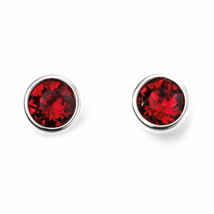 Silver Crystal Birthstone Stud Earrings (July)