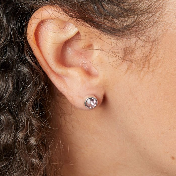 Silver Crystal Birthstone Stud Earrings (June)