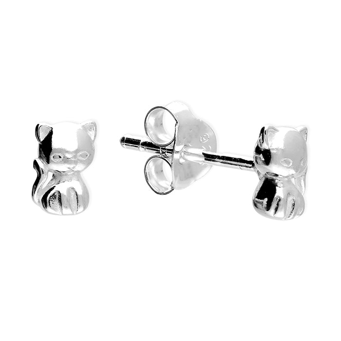 Children's Sterling Silver Cat Earrings