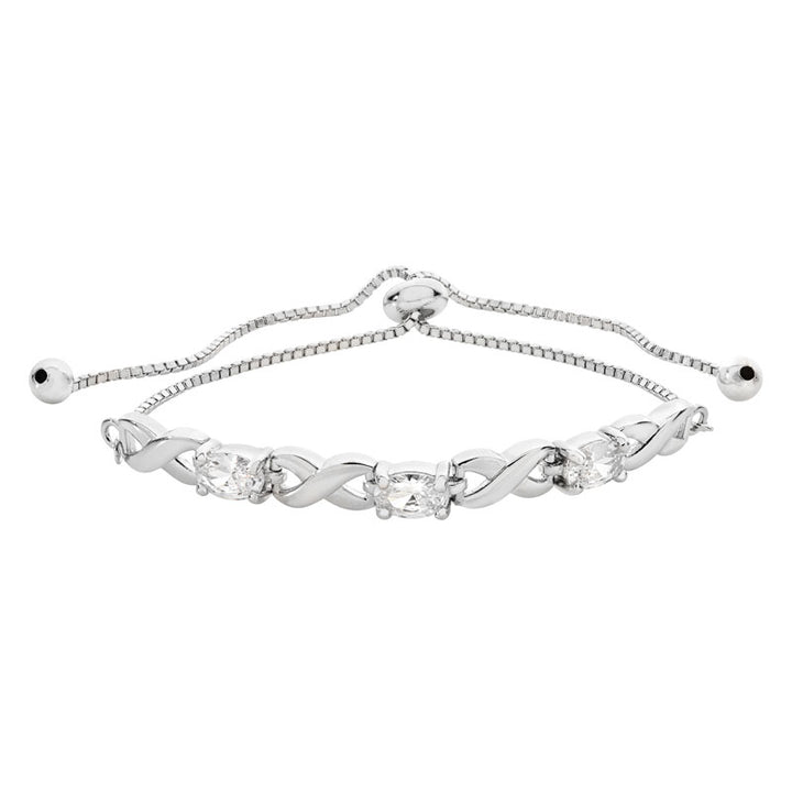 Silver Adjustable Kiss Link Bracelet