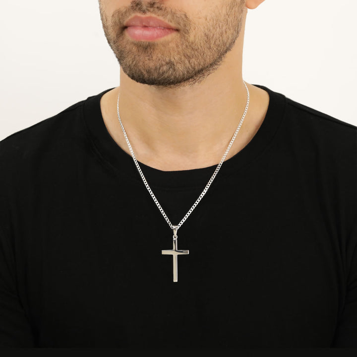 Men's Sterling Silver Large Solid Cross Pendant