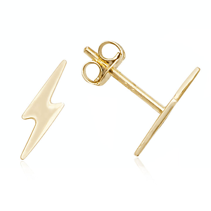 9ct Gold Lightning Bolt Stud Earrings