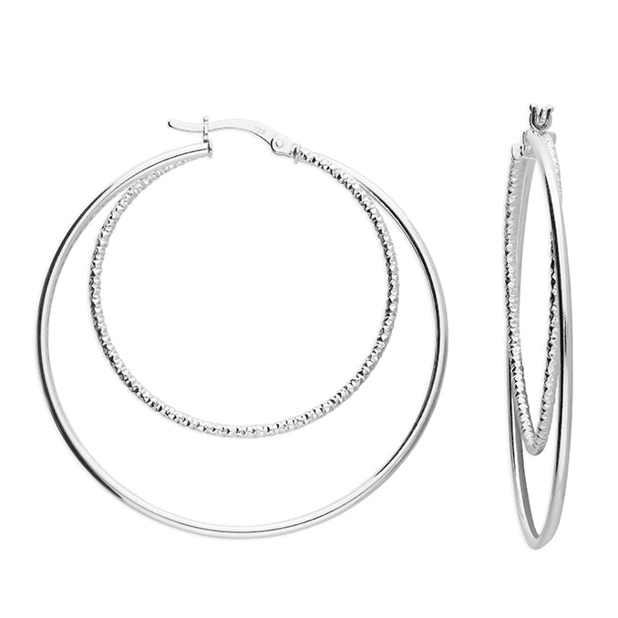 Sterling Silver Large Double Hoop Earrings