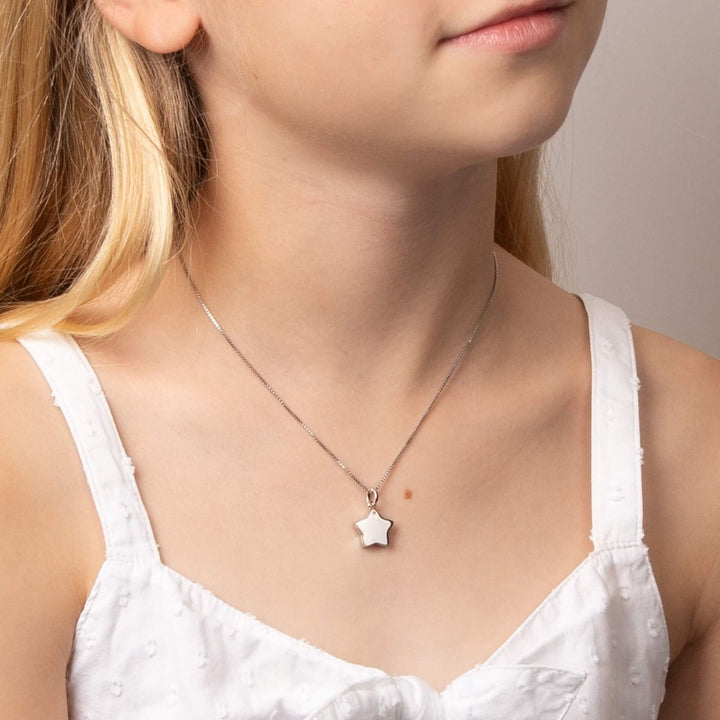 Children's Silver Diamond Star Locket Necklace