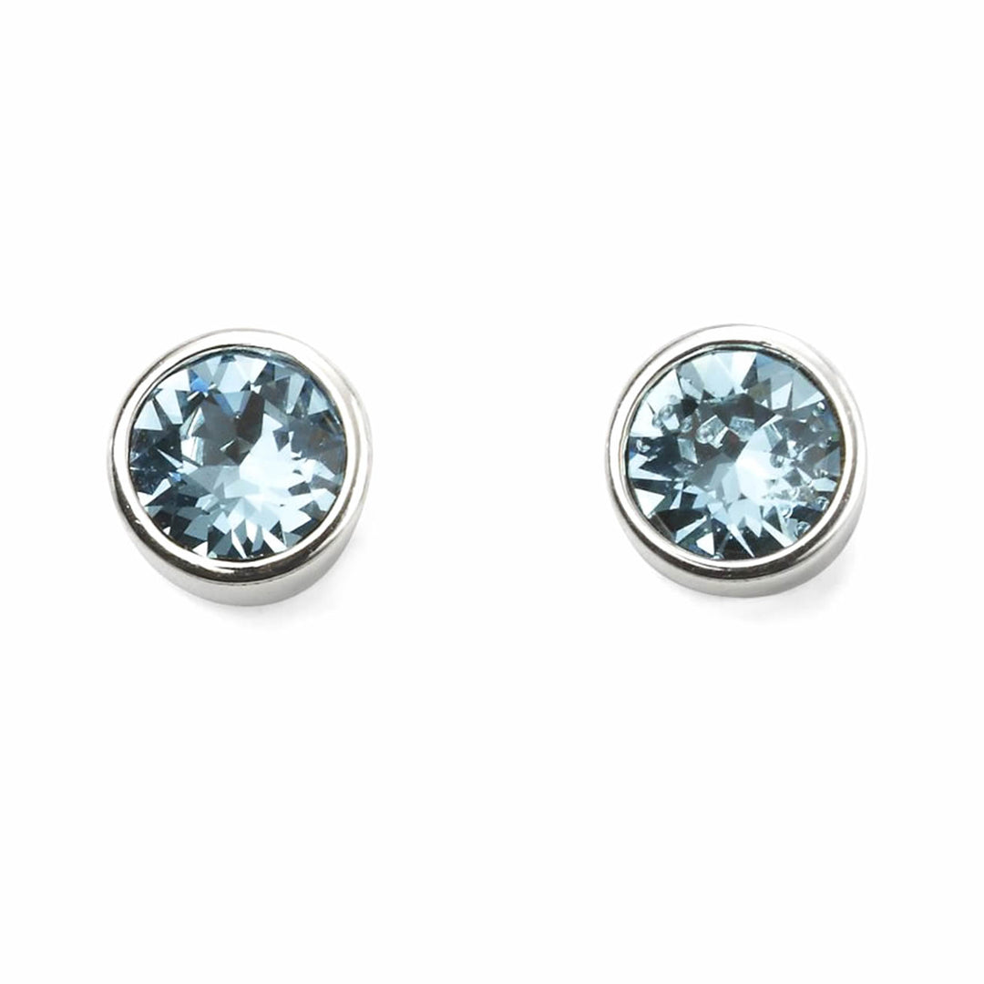 Silver Crystal Birthstone Stud Earrings (March)