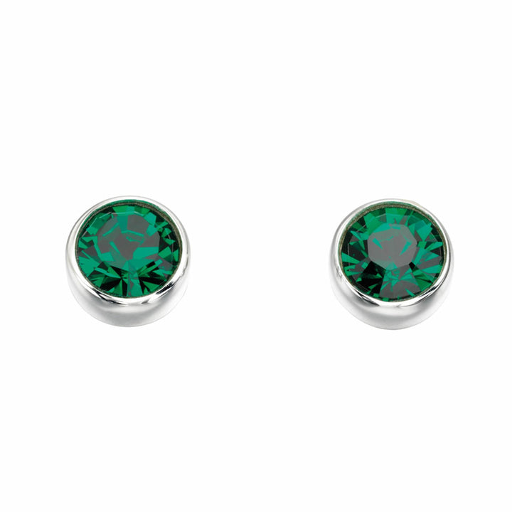 Silver Crystal Birthstone Stud Earrings (May)