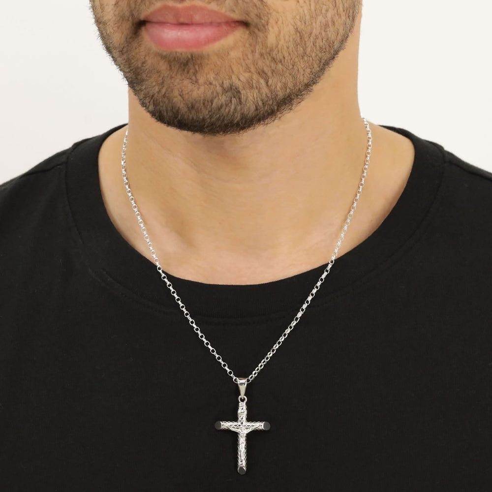 Men's Solid Silver Crucifix Cross Necklace