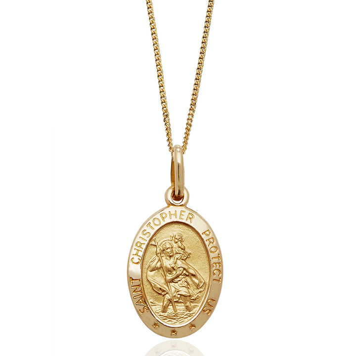 Men's 9ct Gold Oval St Christopher Pendant