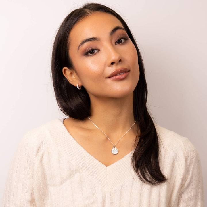 Sterling Silver Textured Channel Hoop Earrings