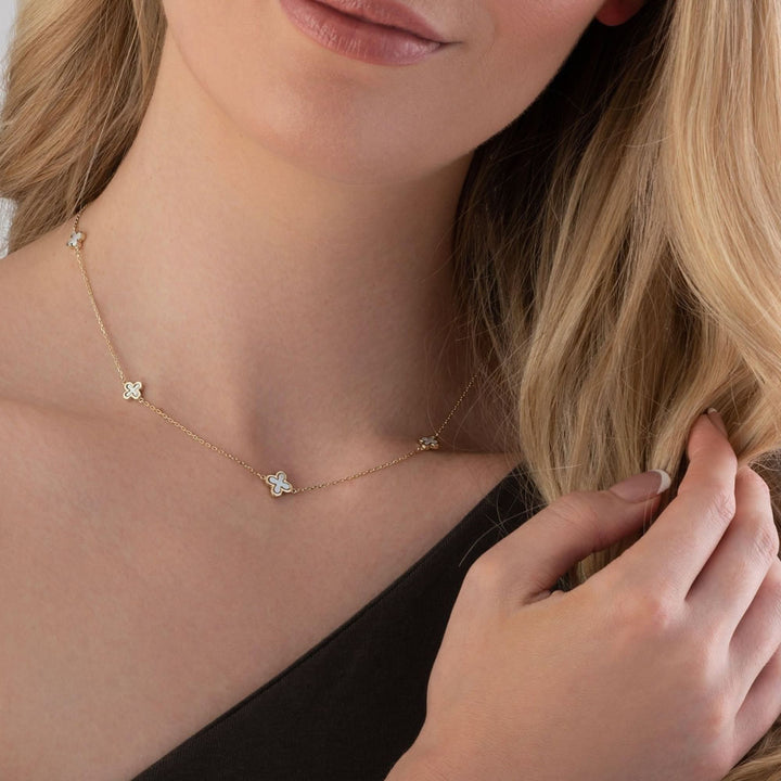 9ct Gold Mother of Pearl Four Leaf Clover Necklace