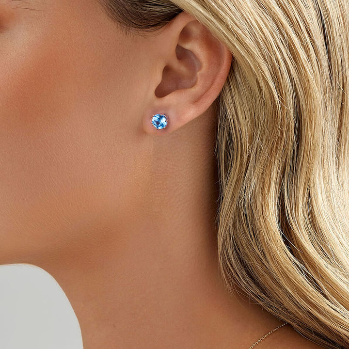 9ct White Gold 3.00ct Blue Topaz Stud Earrings